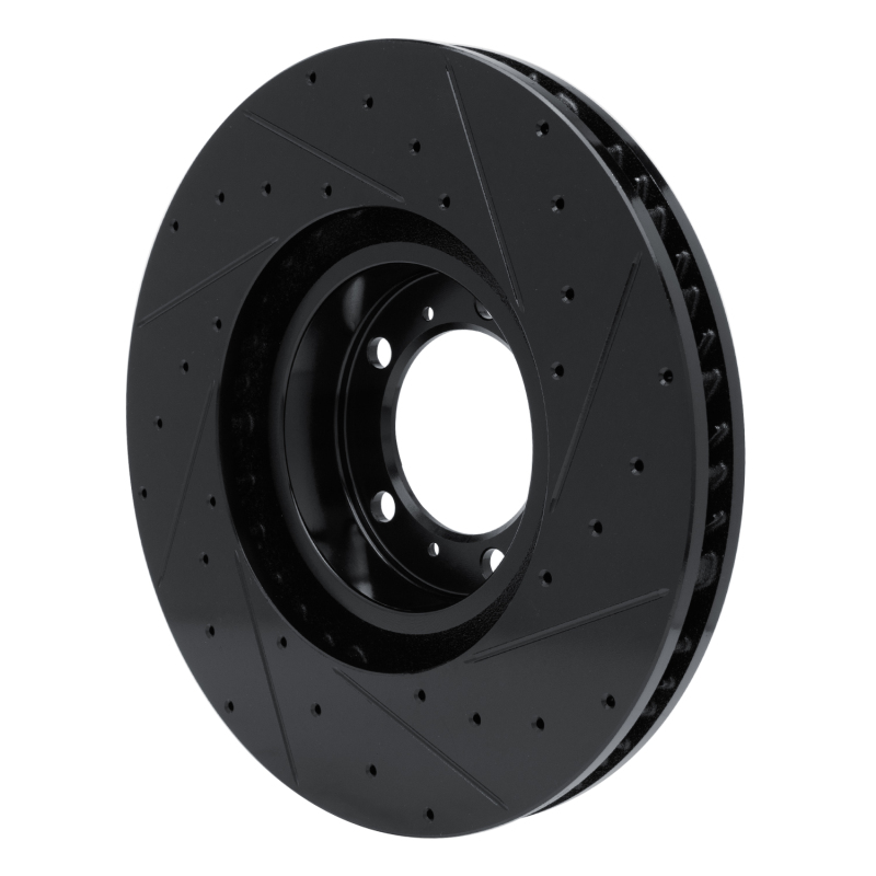 Audi e-Tron GT Brake Rotor (1) - Left Front - R1 Concepts - Drilled & Slotted - Black - `10-`24